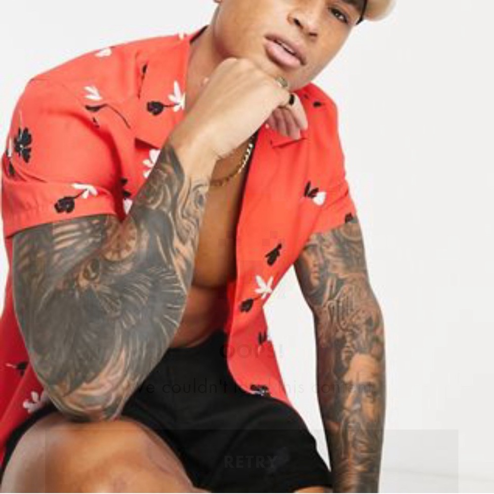 ASOS Design Regular Fit XS Shirt Red Floral